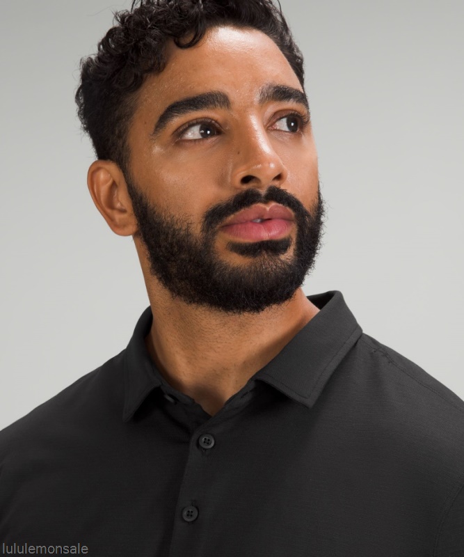 Lululemon Verkauf DELULU752 | Schwarzes Evolution Langarm Poloshirt